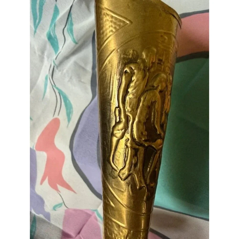Vintage Brass Wall Pocket Cone Vase - 11